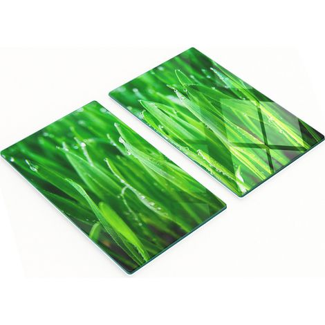 Tablas de cortar decorativas de cristal para cocina con diseño de césped, 2 x 30 x 52 cm. (1/5)