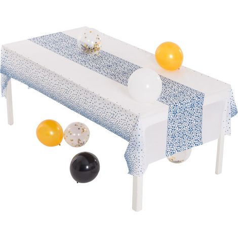 2 nappes en plastique, nappe à pois, table rectangulaire (1/5)