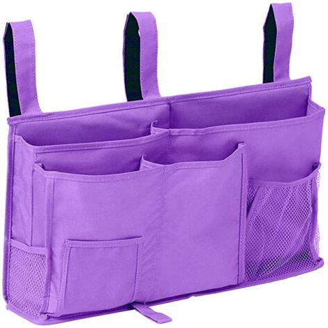 1 Sac de rangement pour lit superposé(Violet), sac de rangement pour lit suspendu, 8 poches, pour lit de chambre d'étudiant, lit d'hôpital, barreaux de lit pour bébé, 600D Oxford Cloth (1/5)