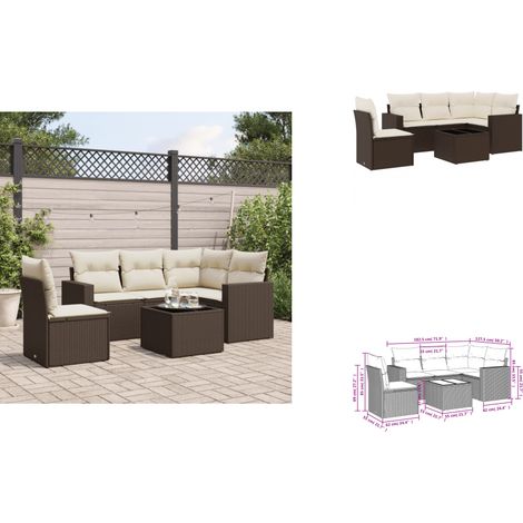 The Living Store 6-tlg. Garten-Sofagarnitur mit Kissen Braun Poly Rattan - Gartenmöbel (1/3)
