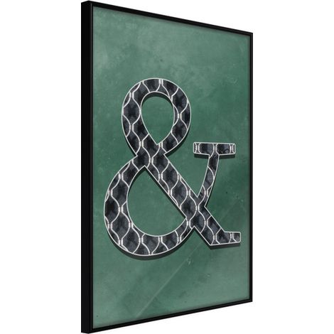 Affiche Murale Encadrée "Ampersand on Green Background" 30 x 42 cm Noir