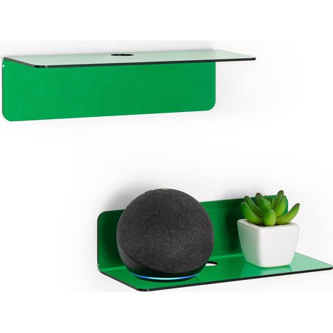 Lot de 2 Étagère, Acrylique transparent, Design flottant, Fixation adhésive, Salle de bain Cuisine Chambre (1/5)