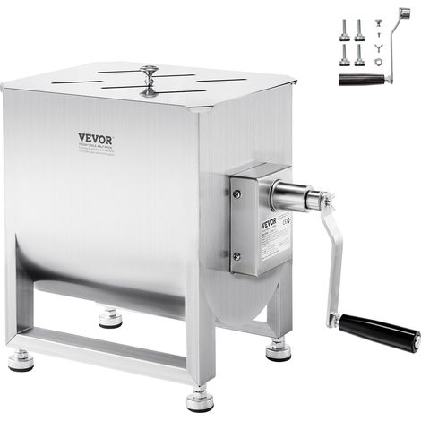 VEVOR Impastatrice Manuale per Carne, Miscelazione Massima Carne 13,6 Kg, Frullatore con Riduttore in Acciaio Inox, Mpastatrice Manuale per Salsicce Carne Tritata 568 x 330 x 450 mm