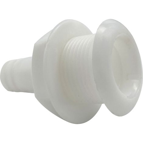 3/4 inch white, half-thread nylon water outlet, ISURE Marine and Ship Fittings.