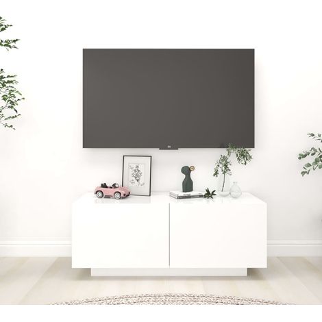 Meuble TV - Armoire de TV Banc TV pour Salon Blanc 100x35x40 cm Aggloméré -FR65962 (1/5)