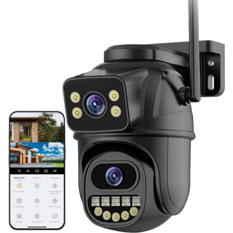 Caméra IP Externe PTZ WiFi à Double Objectif 6MP avec Suivi Automatique et Protection de sécurité for la Surveillance CCTV extérieure(6MP 32G SD Card) (1/5)