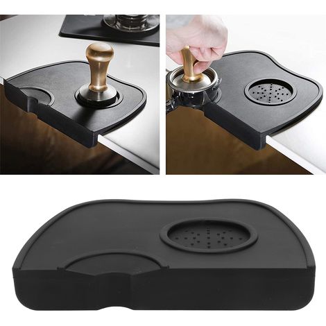 Tapis de tassement noir épais à un seul trou (type D) - Tapis d'angle pour cafetière, tapis de tassement, tapis antidérapant pour presses et perforatrices à café (1/5)