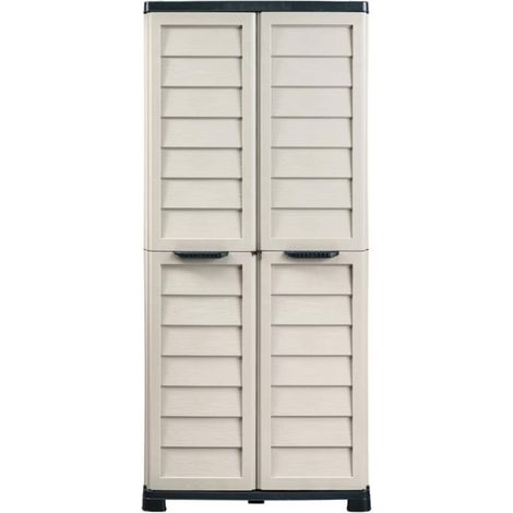 Armoire Haute De Rangement Extérieure/Intérieure - 76 x 46 x H 168 cm - Sable et Gris anthracite - Livraison gratuite