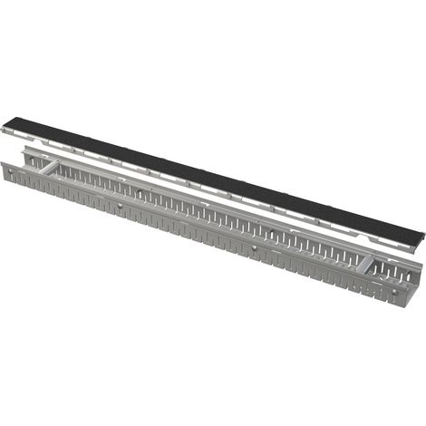 Alcadrain Entwässerungsrinne 100 mm verstellbar + Rost für die Fliesenverlegung, Edelstahl (1/2)
