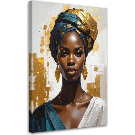 Tableau déco Portrait d'une femme avec un turban doré dans un style glamour 40x60