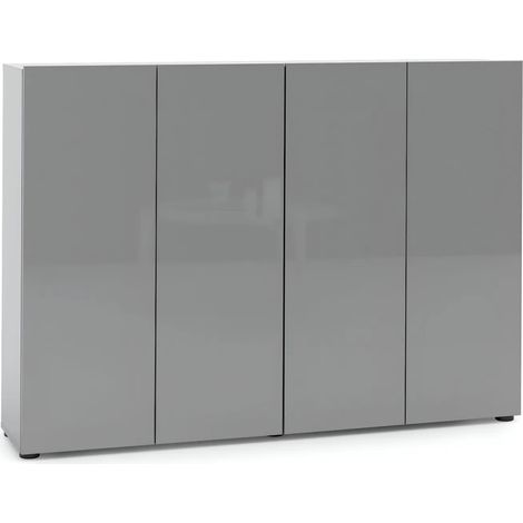 Scarpiera 4 Ante 160x34x115 cm Grigia Moderna (1/5)
