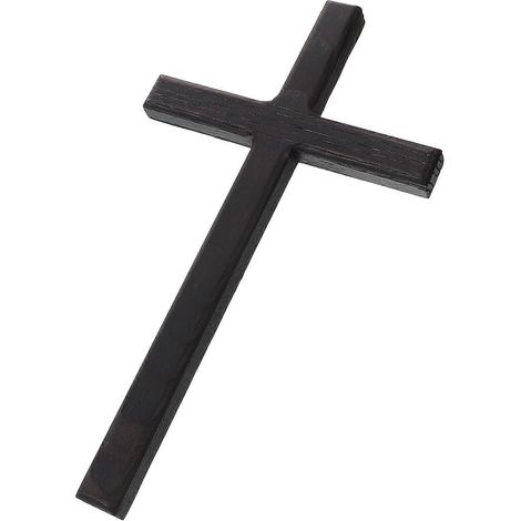 Croix murale décorative en bois noir, 1 pièce artisanale à suspendre. (1/5)