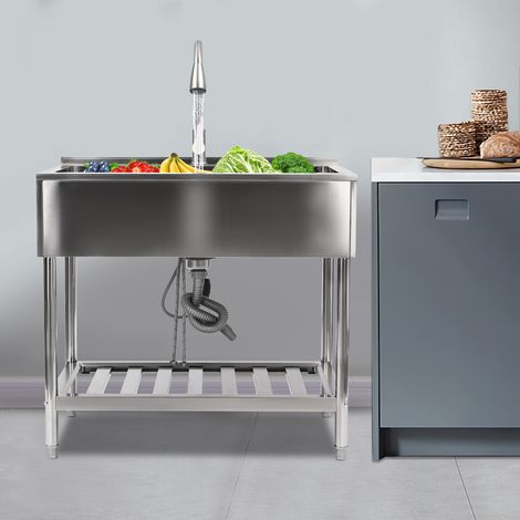 Fregadero, lavabo de acero inoxidable, fregadero profesional, fregadero de cocina, lavabo (1/5)