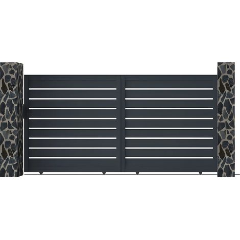 Cancello scorrevole L350 x H176 cm in Alluminio traforato Antracite - PRIMO