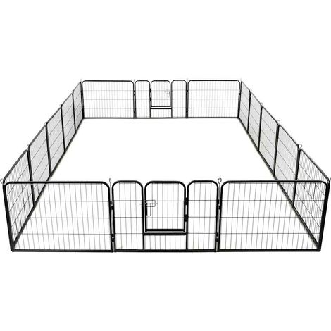 Parc pour chiens 16 panneaux Acier 60 x 80 cm Noir (1/5)