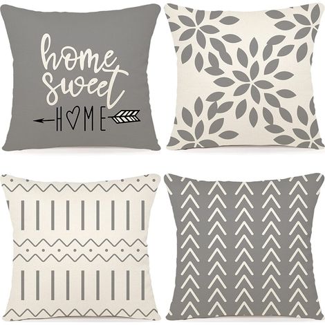 Kissenbezüge, Set de 4, Leinen Kissenbezüge, Dekorative Kissenbezüge für Sofa, Gartenbett, Couch, 40 x 40 cm (Set de 4)