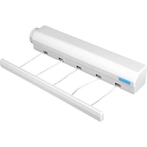Corde à linge rétractable avec 5 fils fil a linge extérieur retractable Pour montage mural Extensible jusqu'à 3,75 m Pour intérieur et extérieur (5 fils) (1/5)
