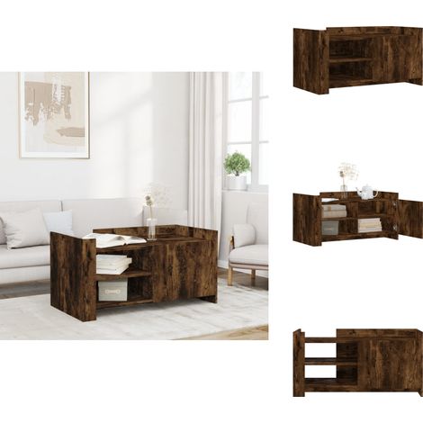 Table basse chêne fumé 100x50x50 cm bois d'ingénierie - Table Basse - Meuble Salon - Table D'appoint - Table Design - Table Chêne (1/5)