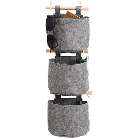Rangement Suspendu Sac avec Poches 3 Couche Coton Toile De Lin Sac De Rangement Suspendu Sur Le Mur Porte Organisateur pour Chambre Salle De Bains (1/5)
