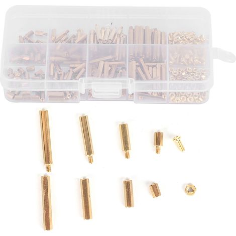 Kit d'assortiment de 320 vis et écrous d'entretoise en laiton M2 hexagonaux pour la galvanisation dans le cadre de communications