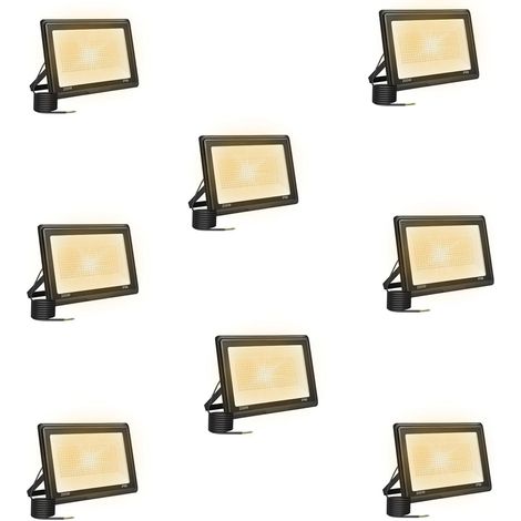 8 Pièces 200W Projecteur Led Extérieur, Spot Led Exterieur 20000LM 3000K Blanche Chaude IP66 ImperméAble Projecteur Exterieur Pour Jardin Garage Patio Grange Cour (1/5)