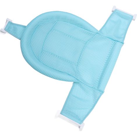 Filet de soutien pour baignoire bébé, tapis de douche en maille épaisse et douce pour nourrissons et nouveau-nés, bleu clair (1/5)