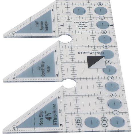 Linealgitter 45/60/90 Grad Doppelstreifenlineal aus transparentem, rutschfestem Acryl, Vierteldreieck-Schneidehilfe zum Nähen (1/5)