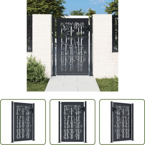 Portail extérieur - Portail de jardin anthracite 100x125 cm acier design de bambou (1/5)