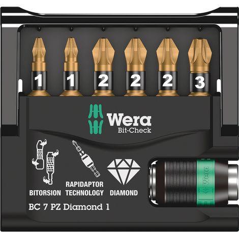 Wera Bit-Check 7 PZ Diamond 1 SB, 7-teilig 05073534001 Rapidaptor Universal (1/5)