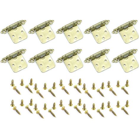 Lot de 10 charnières semi-encastrées pour meubles de cuisine, à fermeture automatique, style antique, couleur or. (1/5)