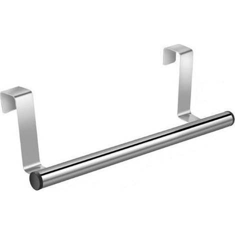 Porte-serviettes à suspendre aux portes de placard, en acier inoxydable, 1 barre, 36 x 4 x 7 cm, accessoire de cuisine et de salle de bain sans perçage (1 pièce) (1/5)