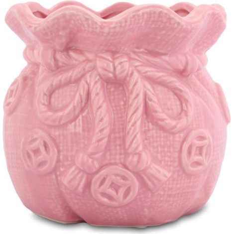 Vaso salvadanaio in ceramica rosa a forma di borsetta (1/3)