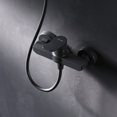 AM.PM Mitigeur Douche Noir Robinet Douche Main Monté Mur pour Salle de Bains Mélangeur Douche en Laiton
