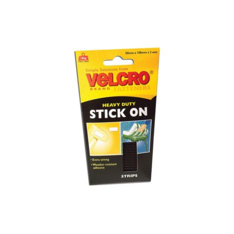 VELCRO® Brand Heavy-Duty Stick On Strips (2) 50 x 100mm Black