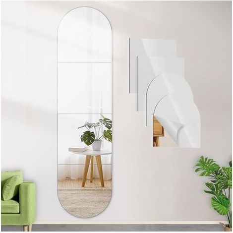 4 Parties, 30cm x 30cm Grand Miroir Mural Adhesif, Acrylique Miroir Mural Autocollant, sans Cadre Miroir Adhesif Mural, Grand Miroir Mural en 4 Parties Miroir Adhesif pour Porte Mur Couloir (1/5)