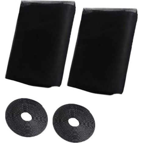 Moustiquaire pour fenêtre, lot de 2, 150 cm x 200 cm, kit moustiquaire (noir) (1/4)