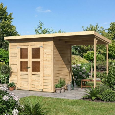 Abri Jardin Bois Brut 3.3m² Merseburg 3 Karibu Double Porte (1/5)
