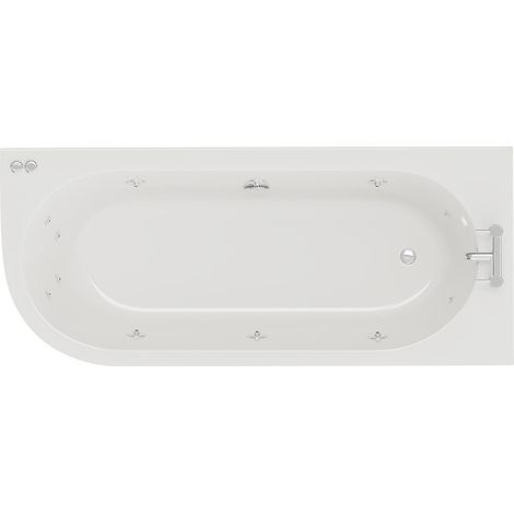 Arc 1700mm x 750mm 12 Jet Chrome V-Tec Right Hand Curved Whirlpool Shower Bath with White Acrylic Front Bath Panel (1/5)