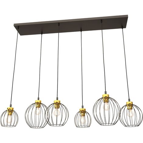 Lampada a sospensione Nando in acciaio nero e oro (1/5)