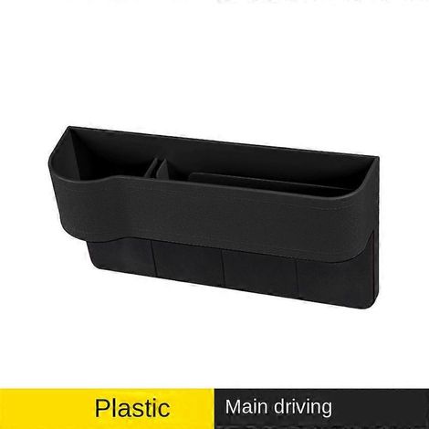Organisateur latéral de siège avec porte-gobelet pour voiture, en cuir, multifonctionnel, pour combler l'espace entre les sièges, boîte de rangement, poche de siège (B - Noir, conducteur principal)