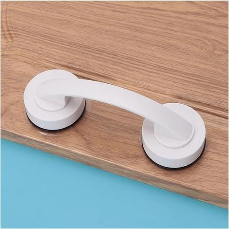 Poignée de porte de miroir en verre ventouse, réfrigérateur tiroir salle de bains ventouse, main courante baignoire douche poignée, cuisine tiroir armoire poignée (Blanc) (1/5)