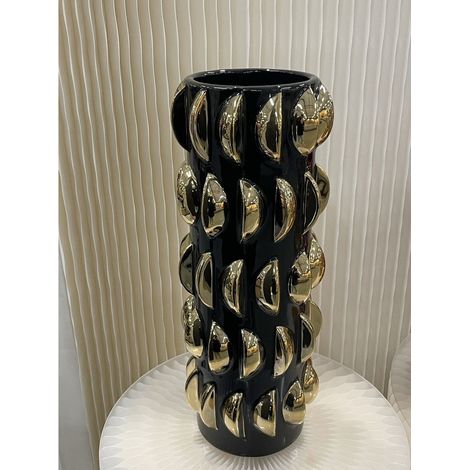 Vase de Table Cylindrique en Porcelaine Motif Écailles Dorées Bordeaux et Noir XL - PANGIVO (1/5)