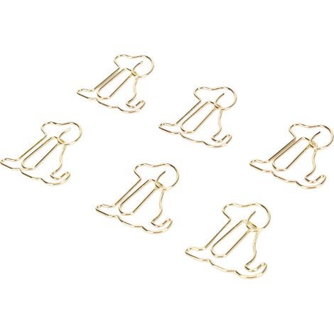 100 Stück Büroklammern in Hundeform, verbesserte Rutschfestigkeit, rostfrei, wiederverwendbar, aus Metall, Gold (1/5)