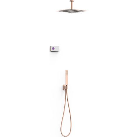 Kit robinet thermostatique électronique encastré à 2 voies Shower Technology Or Rose Mat 24K - TRES 09286564OPM