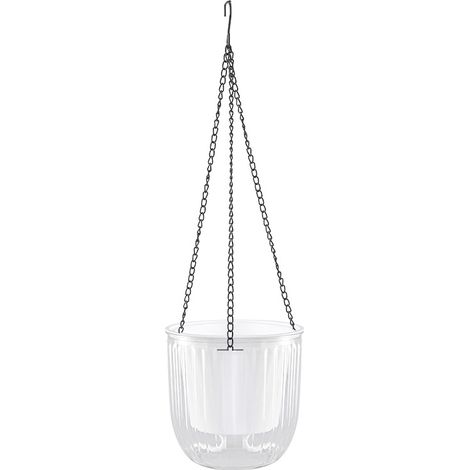 Ensemble de deux pots de fleurs suspendus, de 14,5 cm de diamètre, adaptés à la décoration de jardin. (Transparent) (1/5)