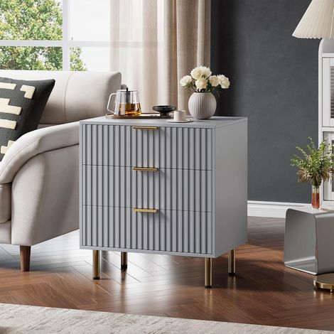 Chevet avec 3 Tiroirs en Bois, Table de Nuit avec Grand Espace de Rangement, Style Moderne, Table d'Appoint pour Chambre, Salon, 70×40×76 cm (1/5)