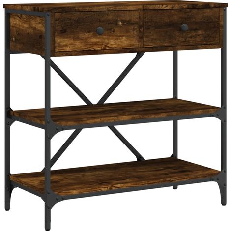 Table console，Table d'appoint，Bout de canapé，Meuble d'entrée chêne fumé 75x34,5x75 cm bois d'ingénierie