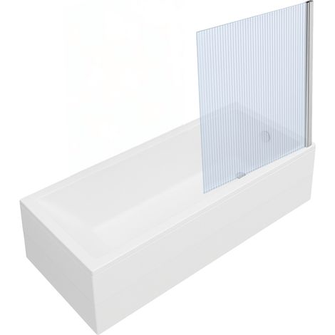 Baignoire rectangulaire VitrA Neon 170x75cm + Pare bain droit AURYS Raywall chromé profilé droite + vidage chromé