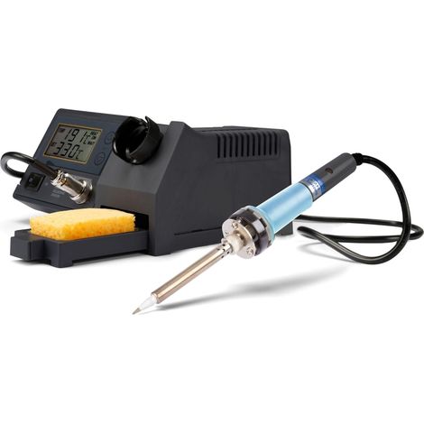Velleman Estación de soldadura con pantalla LCD, elemento calefactor cerámico de 48 W y control manual de temperatura de 150–450 °C para electrónica y bricolaje (1/4)