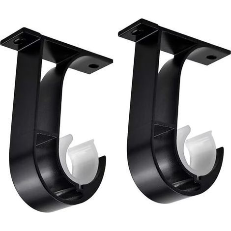 2pcs Support de Plafond pour Tringle à Rideau Draperie Tringle Supports Noir Supports pour Barre Rideau, Rideau Dressing, Tringle Penderie, Tringle à Serviette, Fixations pour Tringle à Rideaux (1/5)